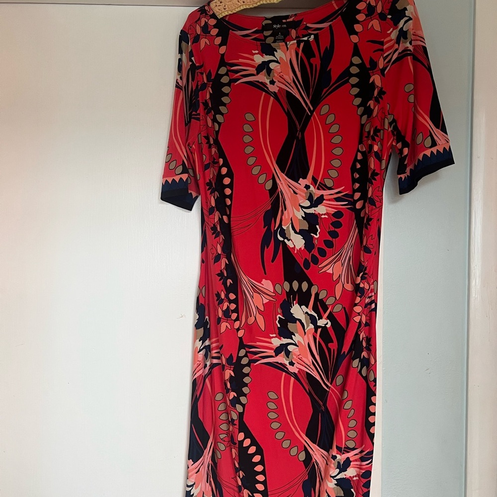 Style & Co. Red Floral-Print Midi Dress